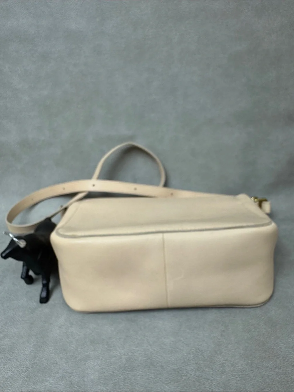 Madewell Beige Leather Crossbody Bag with Gold-Tone Clasp